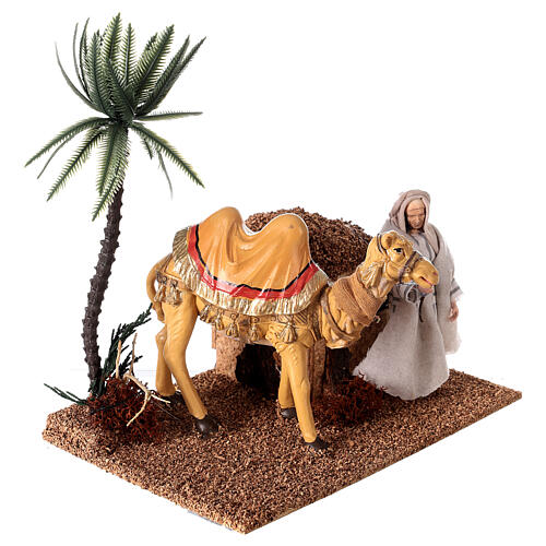 Camel with camel driver with movement for nativity scene 12 cm 25x20x15 cm 3