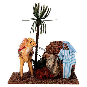 Wielbłąd z mężczyzną, ruchoma figurka do szopki 12 cm, 25x20x15 cm