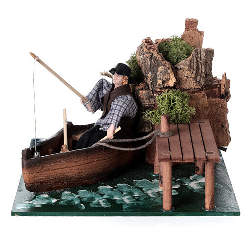 Fisherman on a boat in motion for Nativity Scene with 12 cm characters15x20x20 cm 2