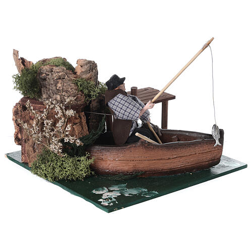 Fisherman on the boat moving for 12 cm nativity 15x20x20 cm 4