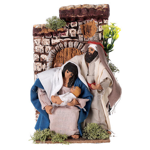 Nativity with motion for Nativity Scene of 10-12 cm, moss and terracotta, 15x10x15 cm 1