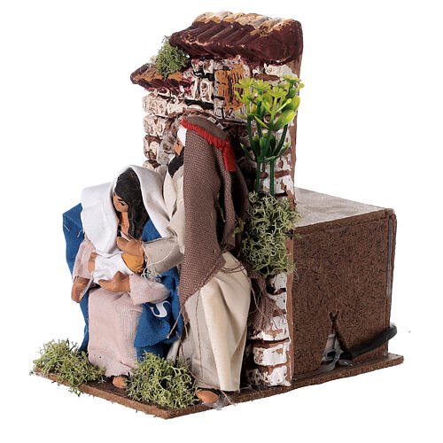 Nativity with motion for Nativity Scene of 10-12 cm, moss and terracotta, 15x10x15 cm 2