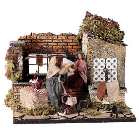 Animated Laudresses at the washouse Neapolitan Nativity Scene 12 cm