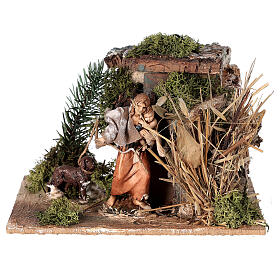 Woman with child and dog, animated Moranduzzo's Nativity Scene with 10 cm characters