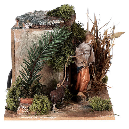 Woman with child and dog, animated Moranduzzo's Nativity Scene with 10 cm characters 3