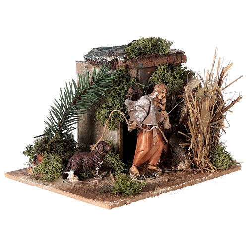 Donna con bimbo e cane presepe Moranduzzo movimento 10 cm 2