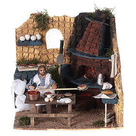 Kucharz z pizzą, ruchoma figurka, sztuczny płomień, wym. 20x20x20 cm
