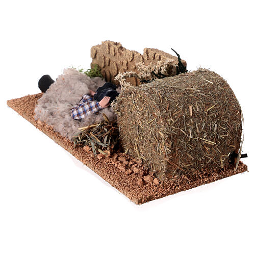 Sleeper in motion with hay, 12 cm nativity scene 5