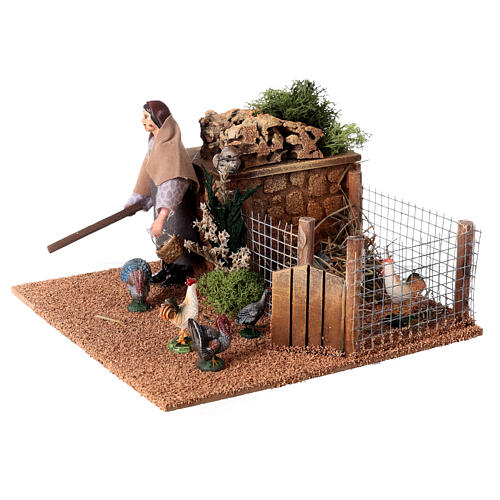 Woman in the henhouse, animated Nativity Scene with 12 cm characters 2