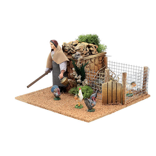 Woman in the henhouse, animated Nativity Scene with 12 cm characters 8