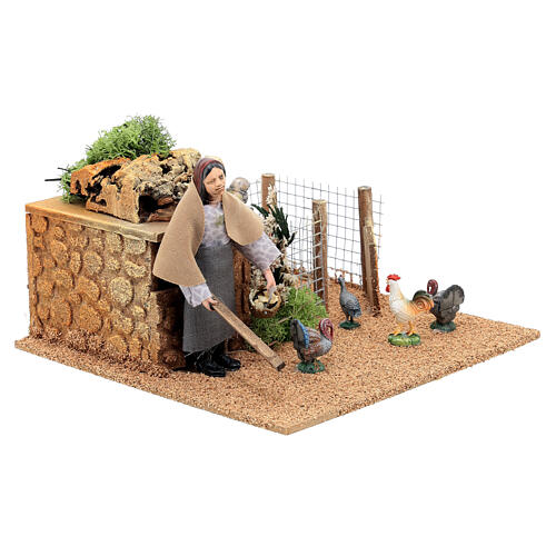 Woman in the henhouse, animated Nativity Scene with 12 cm characters 9