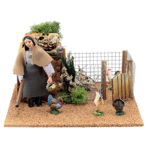 Woman in a chicken coop in movement, 12 cm nativity scene 7
