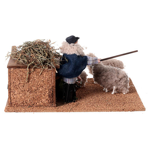 Animated Shepherd in a sheepfold, 12 cm nativity scene 4