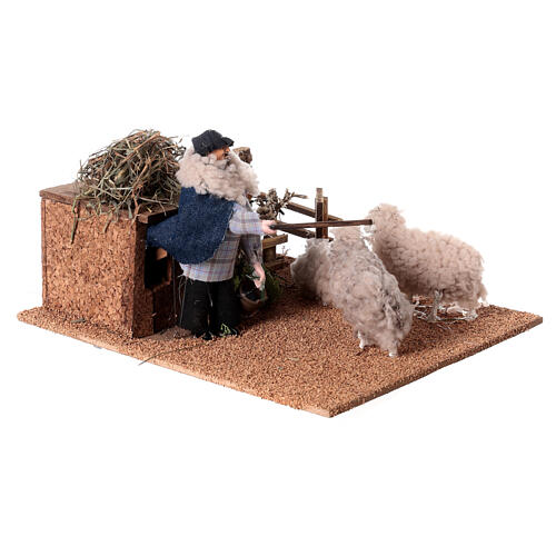 Animated Shepherd in a sheepfold, 12 cm nativity scene 5
