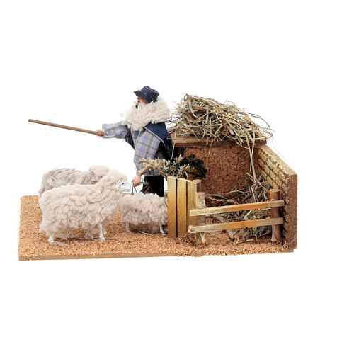 Animated Shepherd in a sheepfold, 12 cm nativity scene 10