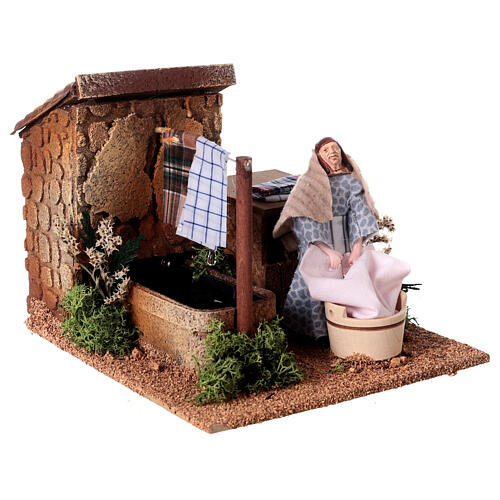 Washerwoman with fountain, animated 15 cm character for Nativity Scene 3