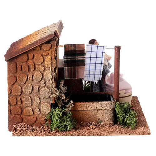 Washerwoman with fountain, animated 15 cm character for Nativity Scene 5