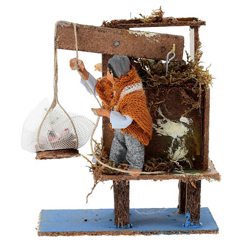 Pescatore movimento con rete presepe 12cm 3