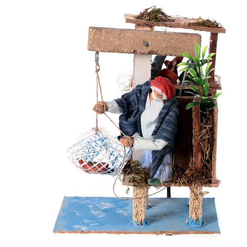 Moving fisherman with net statue 12cm nativity  1
