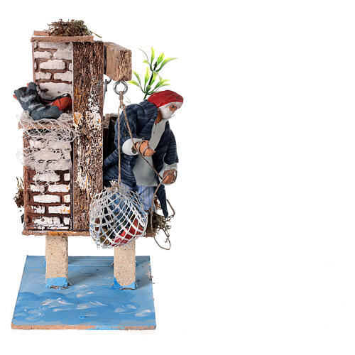 Moving fisherman with net statue 12cm nativity  3