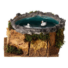 Pond with moving geese, 10 cm nativity 15x10 cm