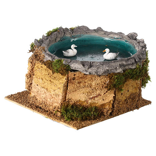 Pond with moving geese, 10 cm nativity 15x10 cm 3