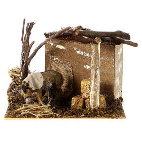 Animated donkey in a stable for 10 cm Nativity Scene 15x20x20 cm