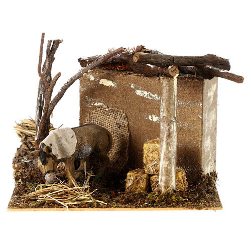 Animated donkey in a stable for 10 cm Nativity Scene 15x20x20 cm 1