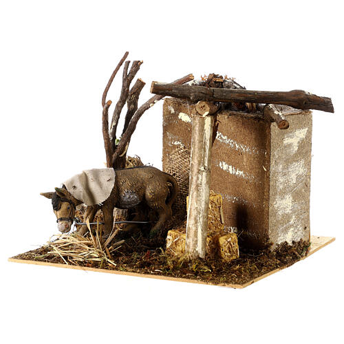 Animated donkey in a stable for 10 cm Nativity Scene 15x20x20 cm 2