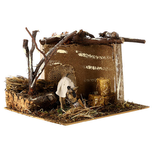 Animated donkey in a stable for 10 cm Nativity Scene 15x20x20 cm 3