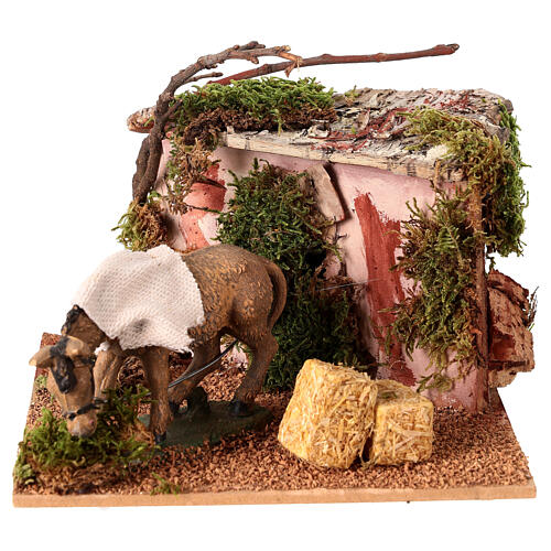 Animated donkey in a stable for 10 cm Nativity Scene 15x20x20 cm 1