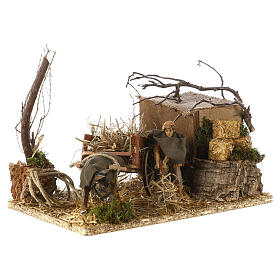 Farmer with donkey, animated scene for 10 cm Nativity Scene, 15x25x15 cm