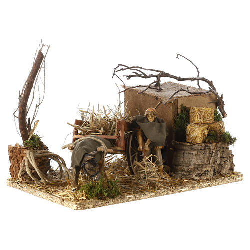 Farmer with donkey, animated scene for 10 cm Nativity Scene, 15x25x15 cm 2