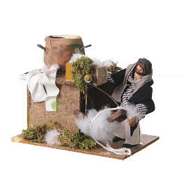 Wool carder 10x15x10 cm animated character for 10 cm Nativity Scene