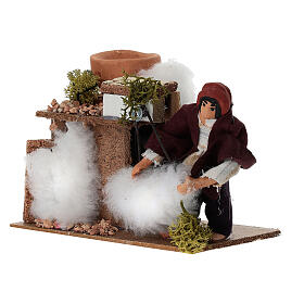 Wool cleaner animated nativity 10 cm 10x15x10 cm