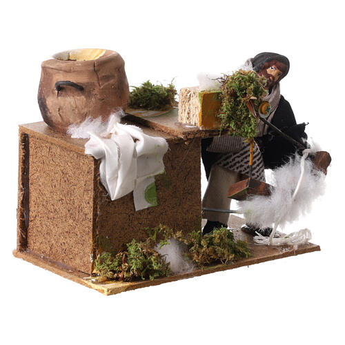 Wool cleaner animated nativity 10 cm 10x15x10 cm 3