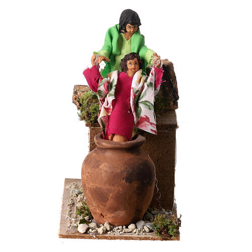 Kids playing with a jar 15x10x15 cm animated characters for 10 cm Nativity Scene 1