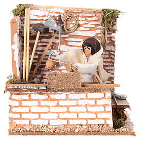 Stolarz z ruchomym wiertłem, 15x15x10 cm, do szopek 10cm