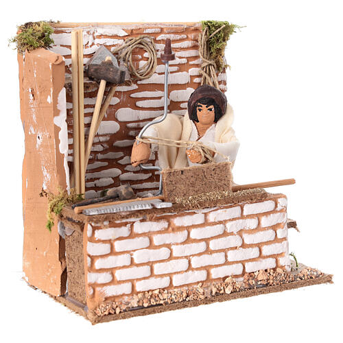 Stolarz z ruchomym wiertłem, 15x15x10 cm, do szopek 10cm 3