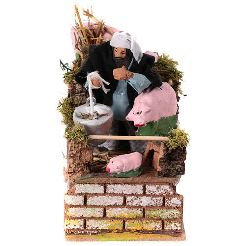 Bewegliche Krippenfigur, Schweinezüchter, für 10 cm Krippe, 15x15x10 cm 1