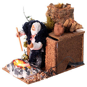 Uomo che si scalda le mani presepe 8 cm movimento 10x15x10 cm