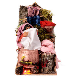 Woman doing laundry, animated character for 10 cm Nativity Scene, 15x15x10 cm