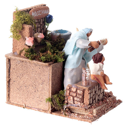 Lady looking for louses, 15x10x15 cm, animated Nativity Scene of 8 cm 3