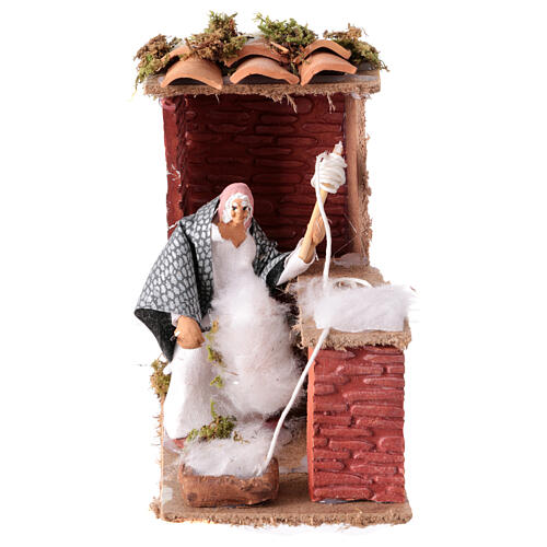 Animated scene with woman spinning for 12 cm Nativity Scene, 15x15x10 cm 1