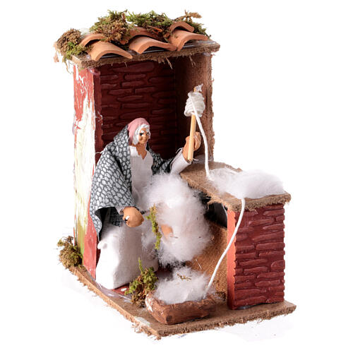 Animated scene with woman spinning for 12 cm Nativity Scene, 15x15x10 cm 3