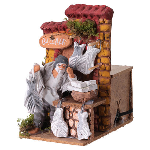 Vendedor de bacalao con movimiento belén 10 cm 15x10x15 cm 2