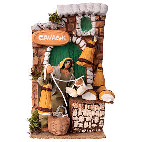 Animated basket seller 10x15x15 cm nativity scene 10 cm terracotta