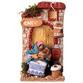 Animated coffee seller 10 cm terracotta nativity scene 10x15x15 cm