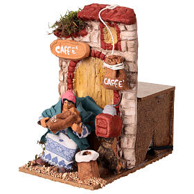 Animated coffee seller 10 cm terracotta nativity scene 10x15x15 cm