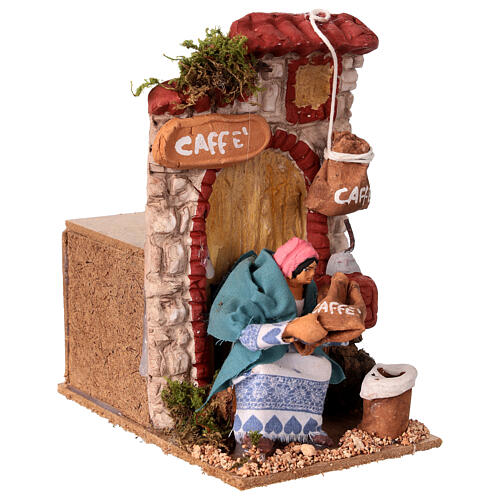 Animated coffee seller 10 cm terracotta nativity scene 10x15x15 cm 3